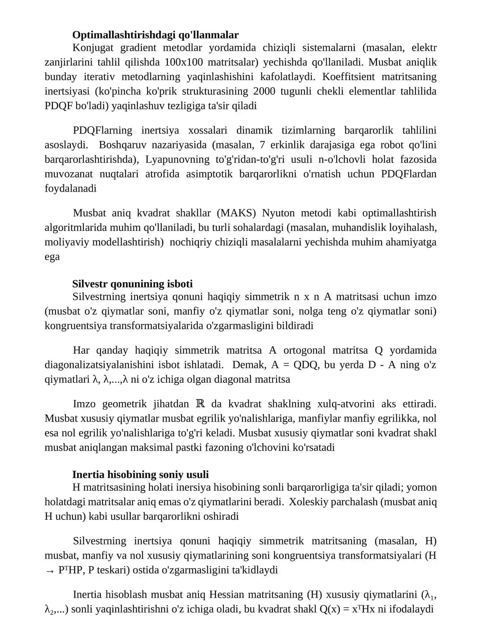 Musbat aniqlangan kvadratik formalar inertsiya qonuni 3
