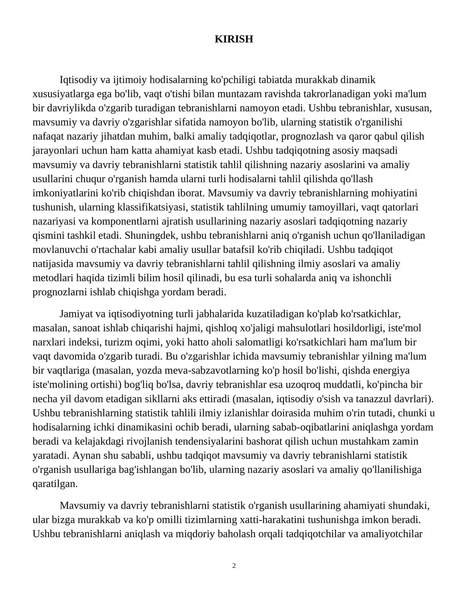 Mavsumiy va davriy tebranishlarni statistik o‘rganish usullari. 3
