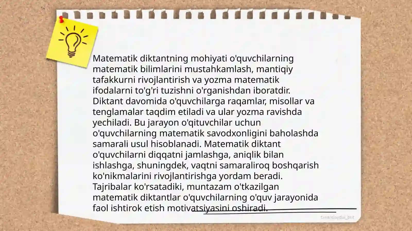 Matematik diktantning o'rniga raqlamlash o'rgatish 3