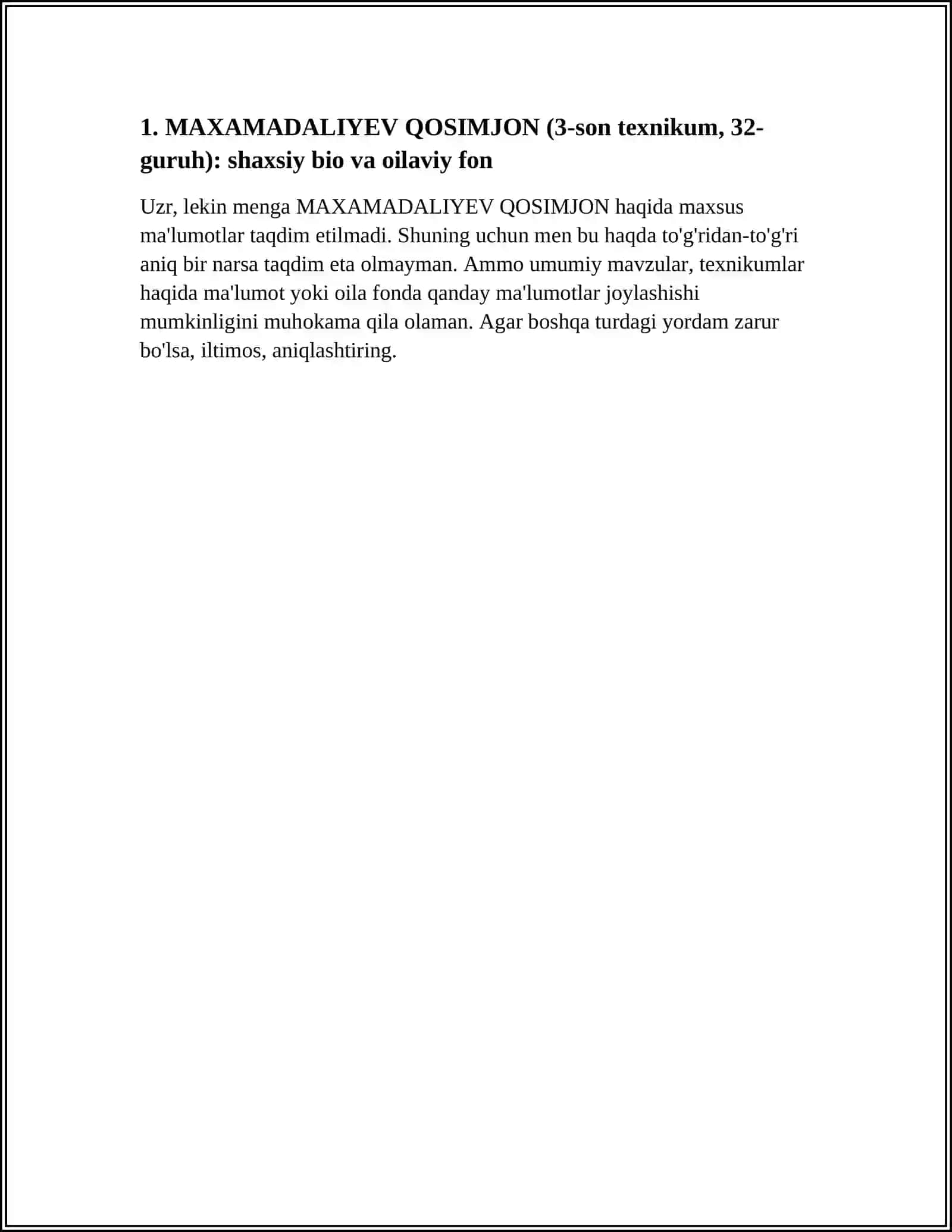 MAXAMADALIYEV QOSIMJON 3 SON TEXNIKUM 32 GURUX 3