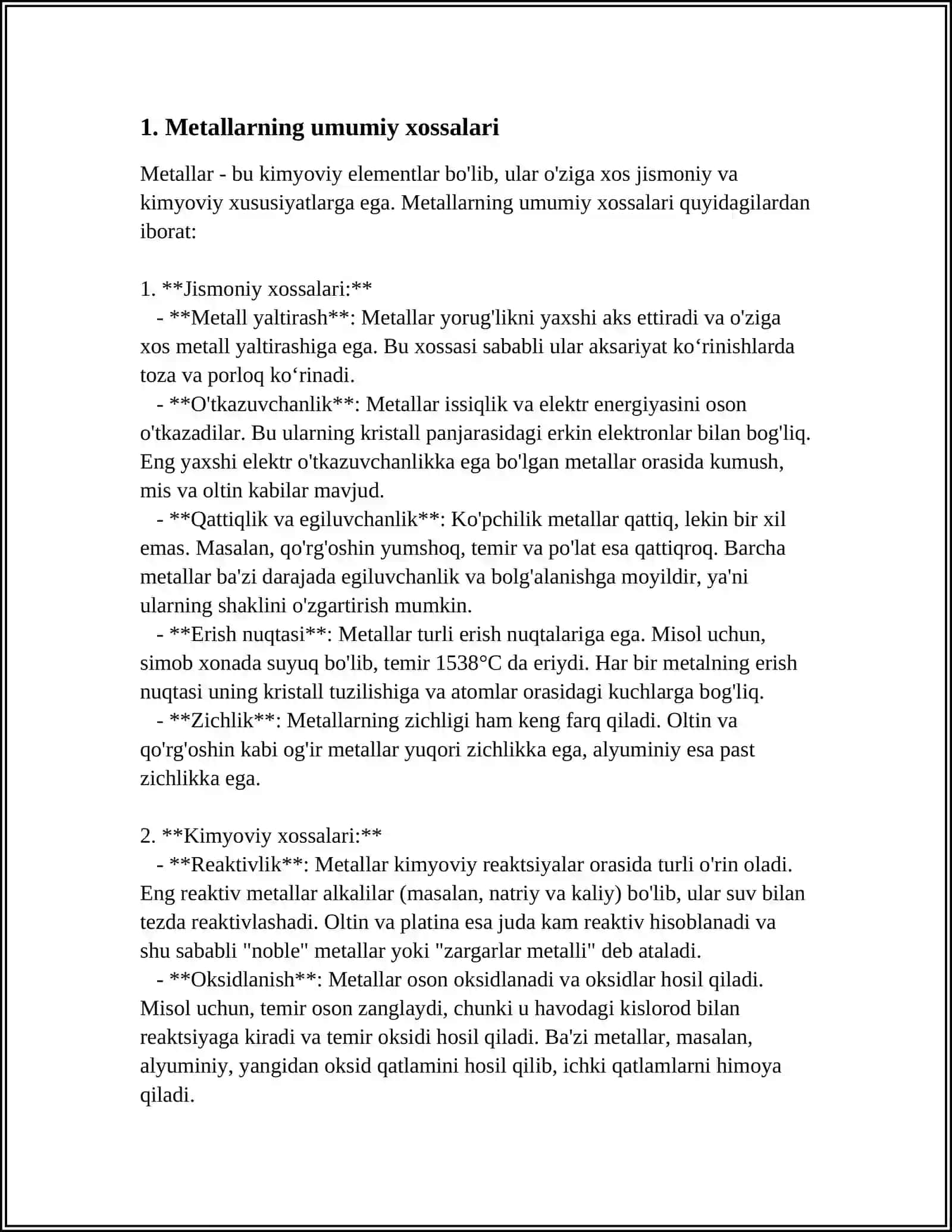 METALLMASLAR VA ULARNING XOSSALARI 3