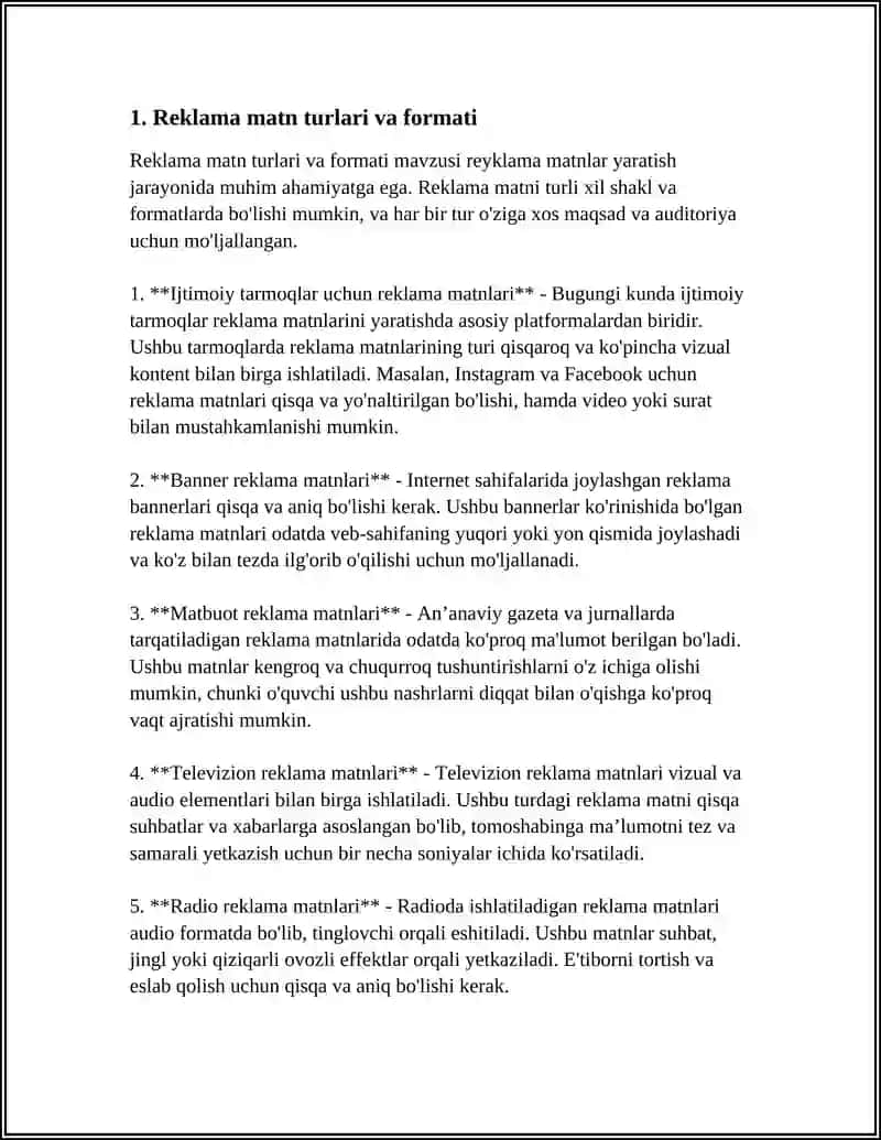 REKLAMA MATNLAR YARATISH 3