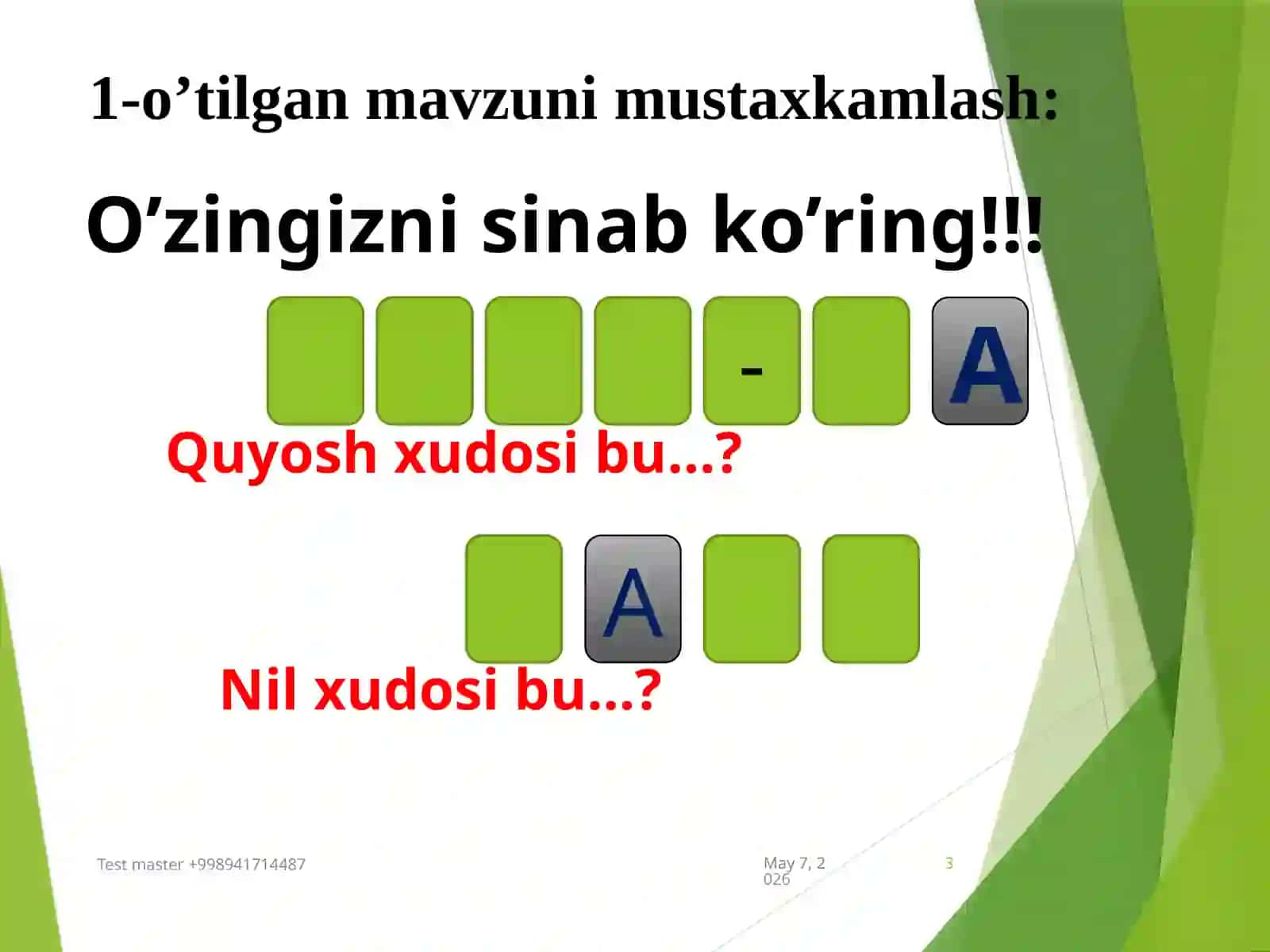 6-sinf Tarix fanidan Piramidalar va daxmalar mavzusida dars ishlanma 3
