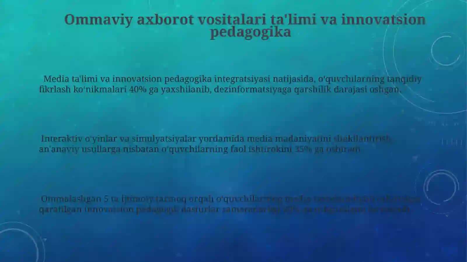 Inovatsion ta'limda mediata'limni yo'lga qo'yish 3