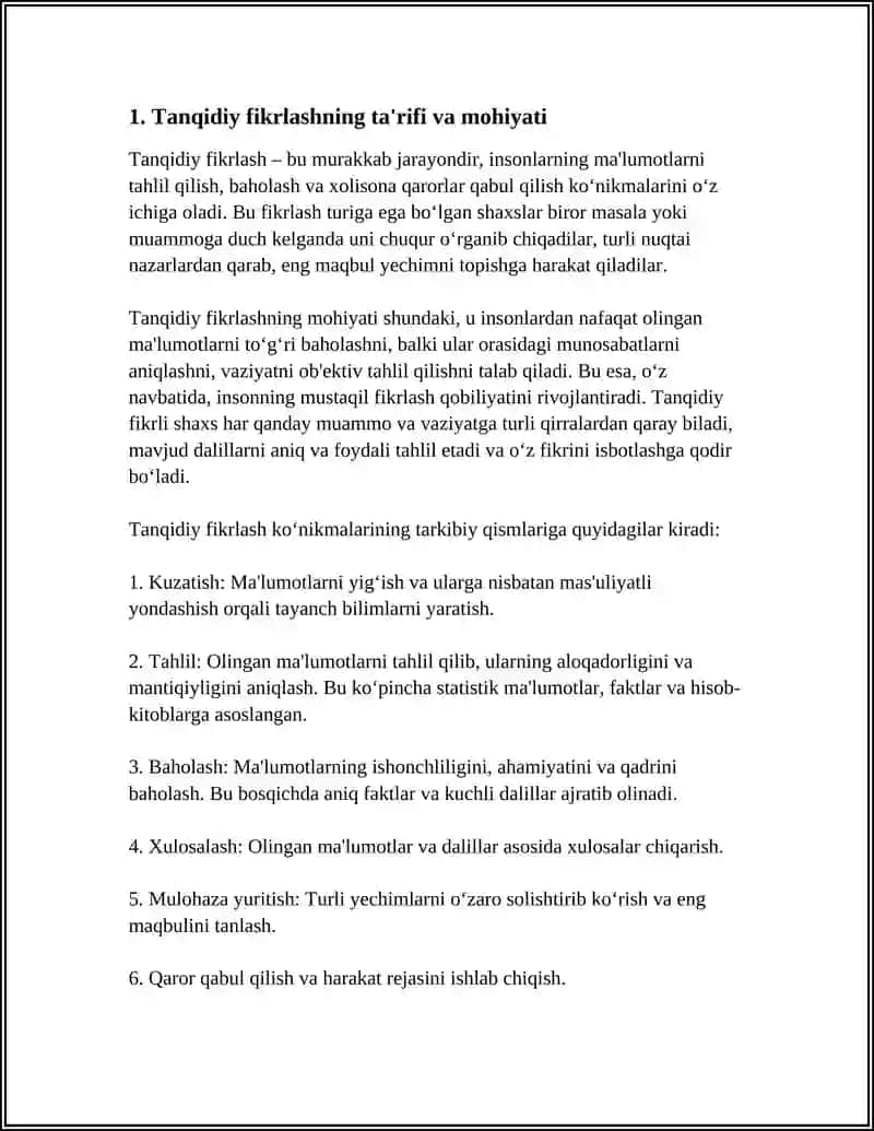 Tanqidiy fikrlash 3