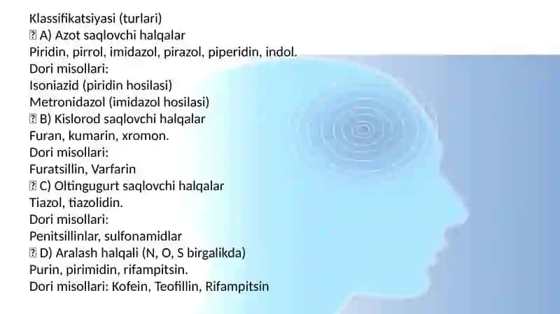 Geterohalqali birikmalar va ularning dori vositalardagi roli 3