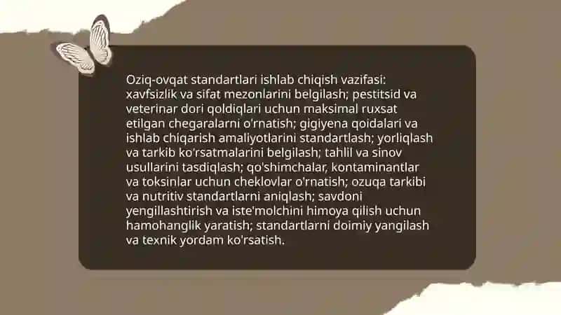 Oziq-ovqat standartlari 3