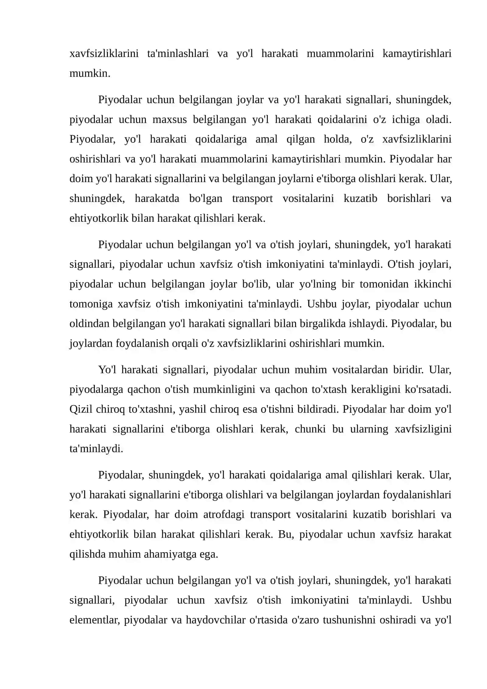 Piyodalarning umumiy majburiyatlari 3