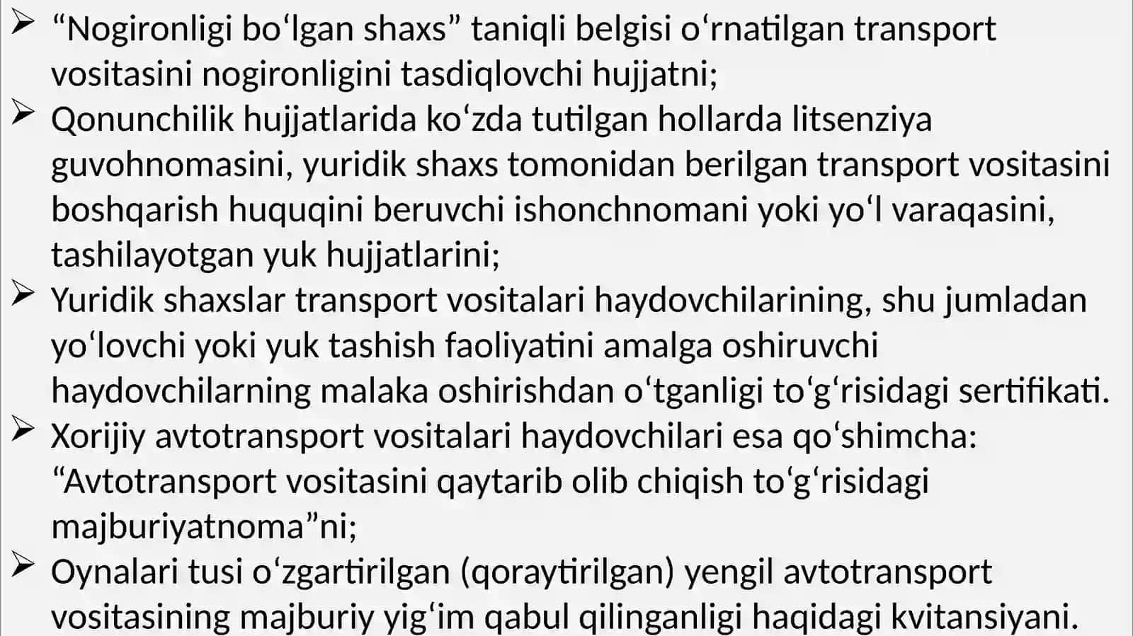 Haydovchilarning umumiy vazifalari 3