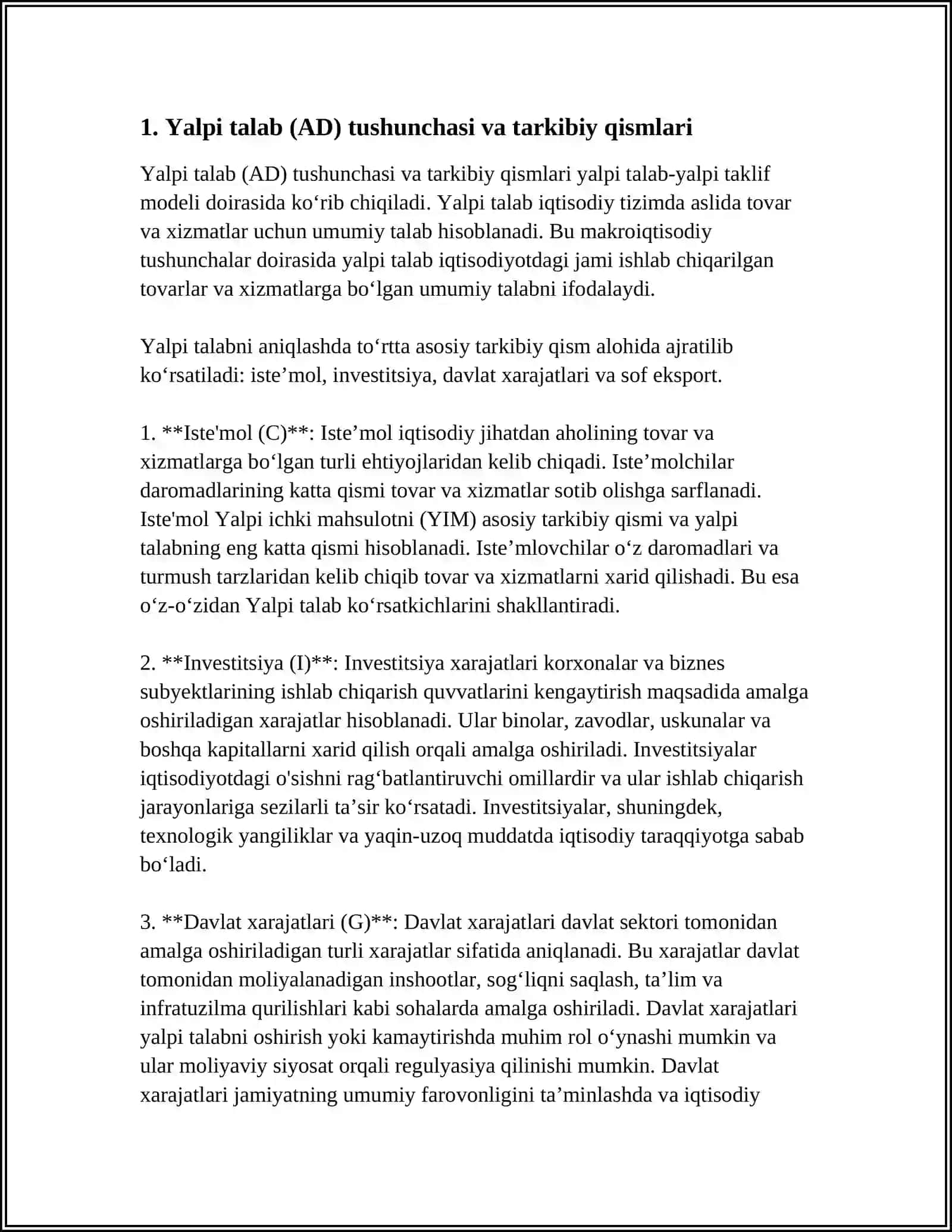 YALPI TALAB -YALPI TAKLIF MODELI 3