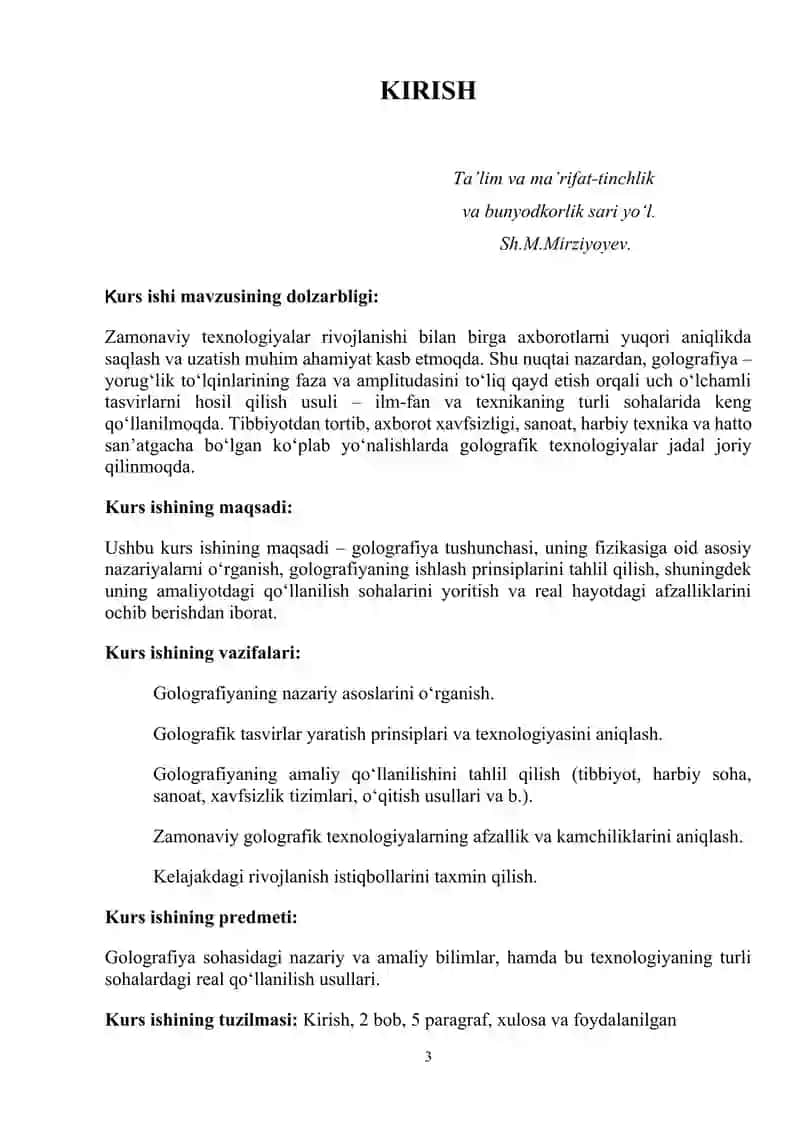 GOLOGRAFIYA VA UNING AMALIYOTDA QO‘LANILISHI 3