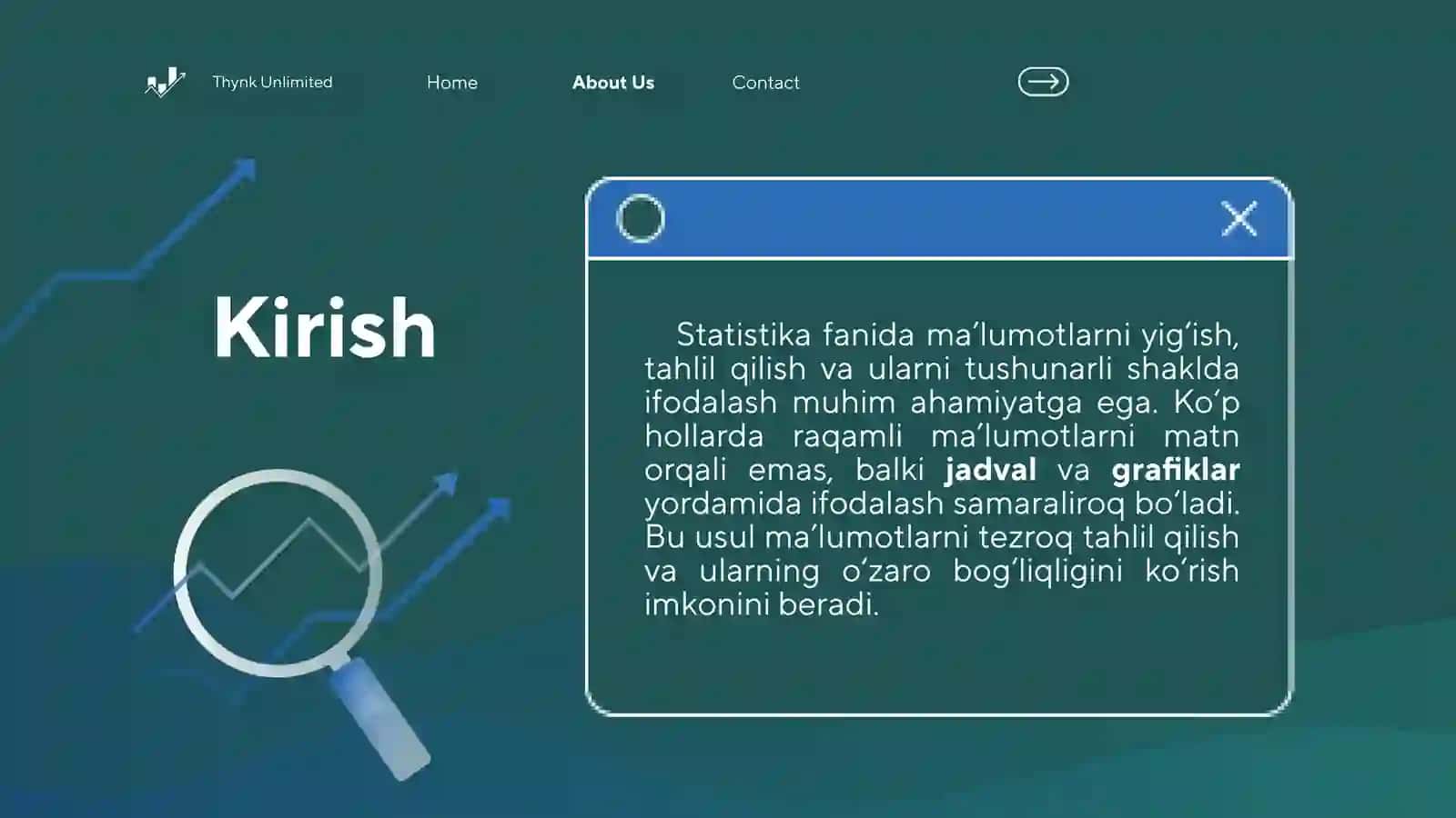 Statistik maʼlumotlarni jadval va grafiklar datasvirlash 3