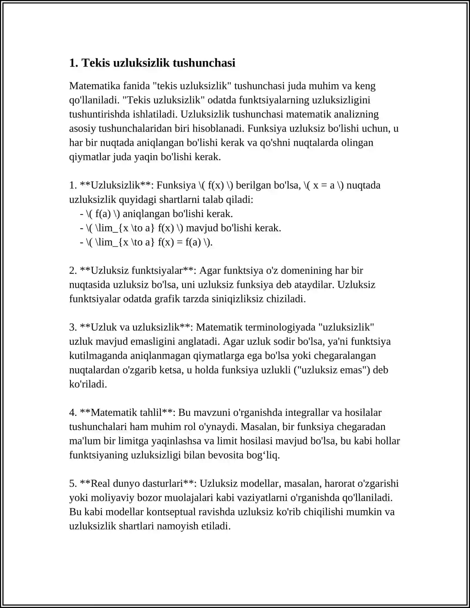 TEKIS UZLUKSIZLIK TUSHUNCHASI 3