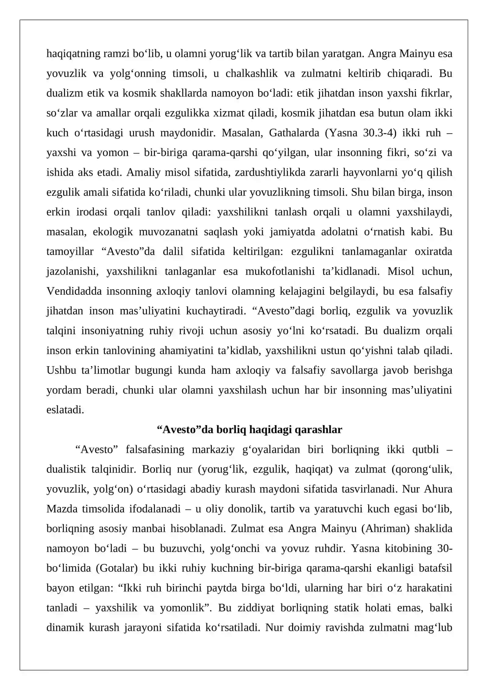 Borliq, ezgulik va yovuzlikning falsafiy talqini 3