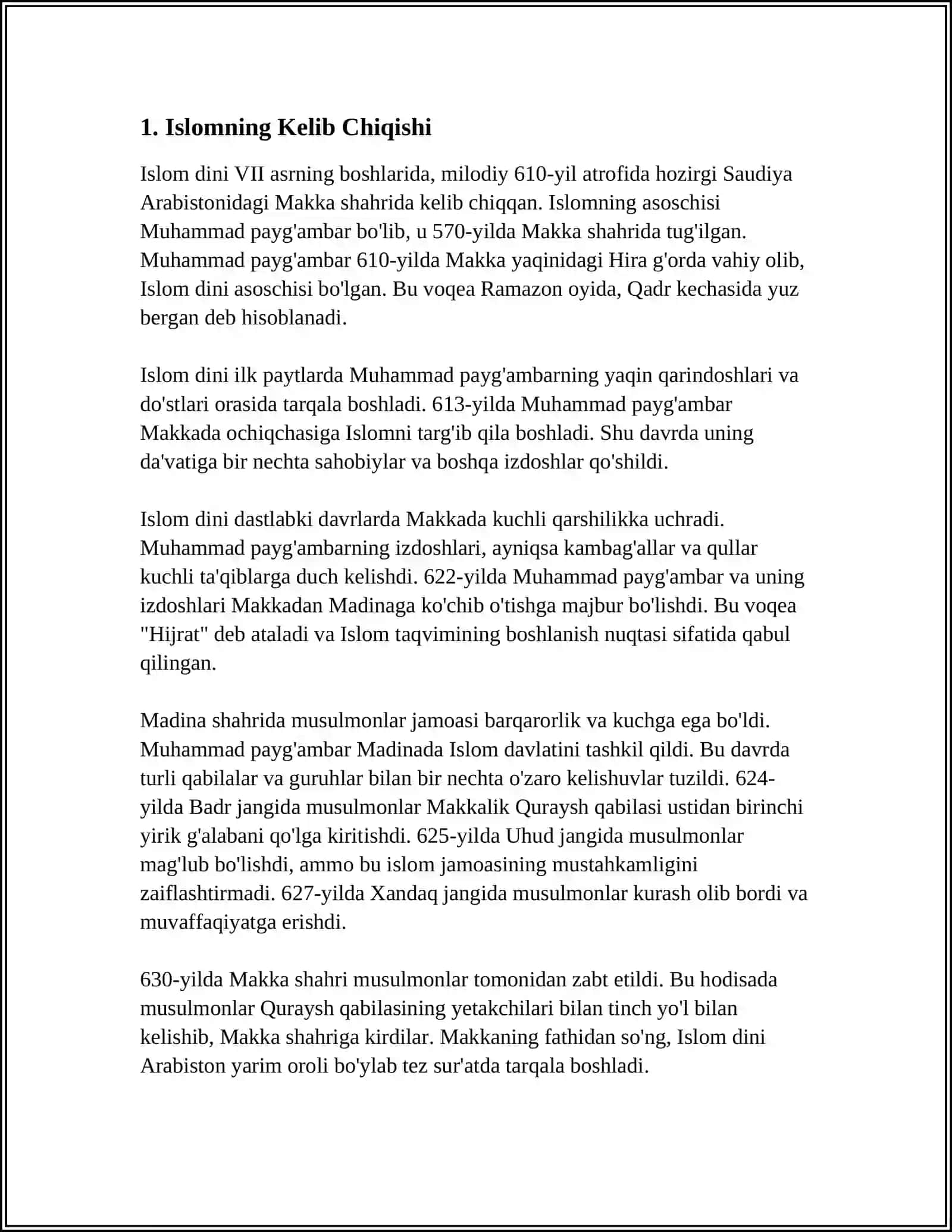 ABDURAUF FITRATNING "MUXTASAR ISLOM TARIXI" RISOLASI 3