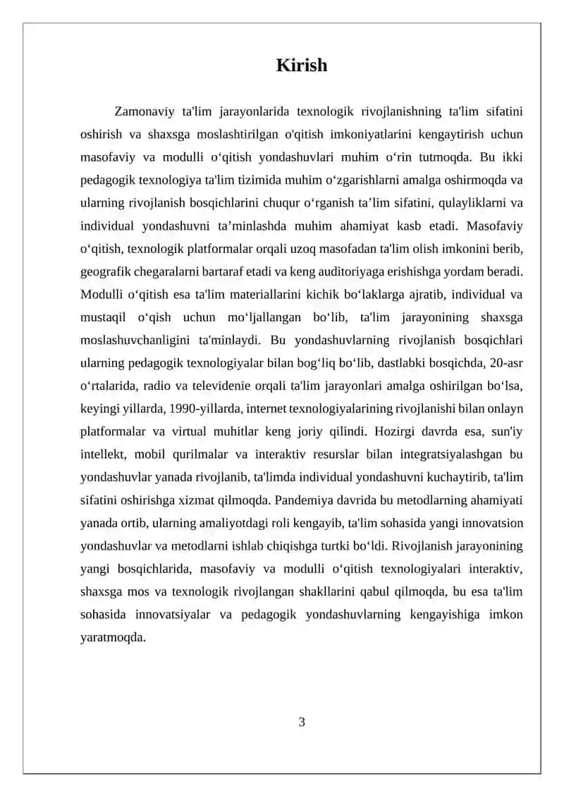 Masofaviy va modulli o‘qitish 3