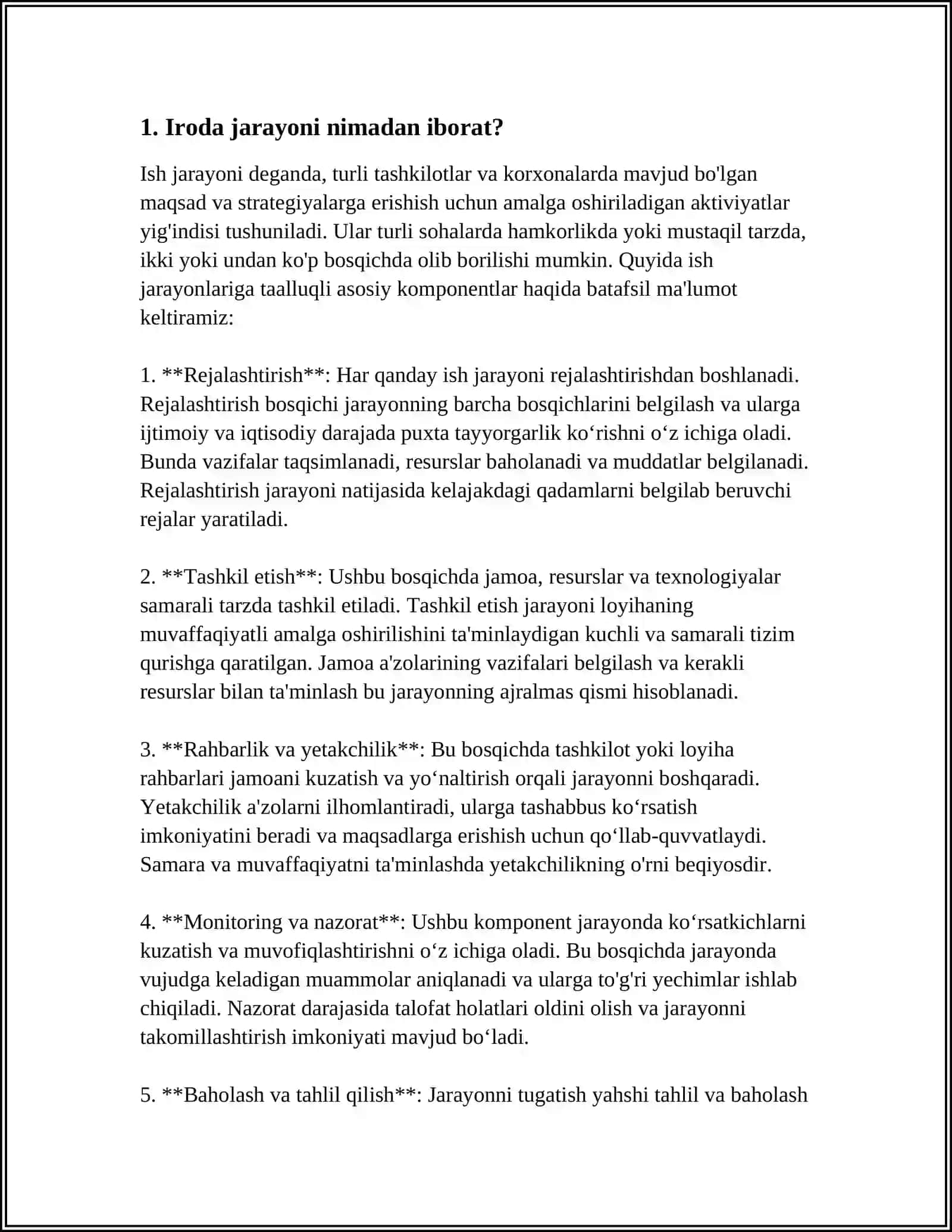 IRODA JARAYONI HAQIDA MA'LUMOT 3