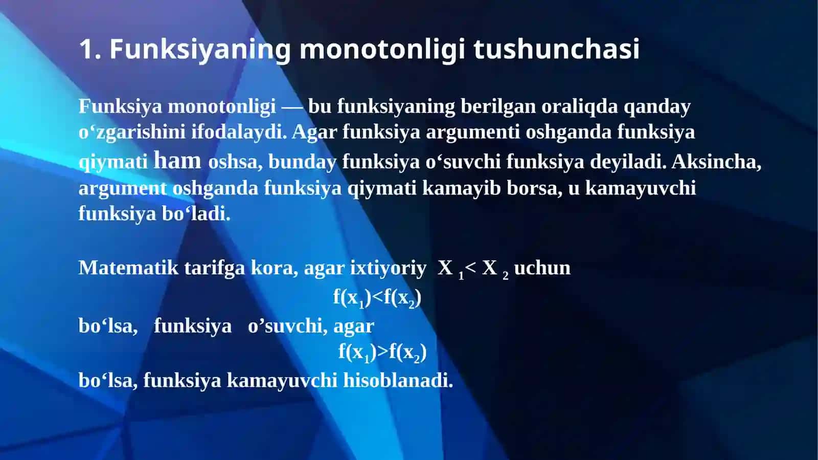 Funksiya Monotonligi va Botiqlik 3