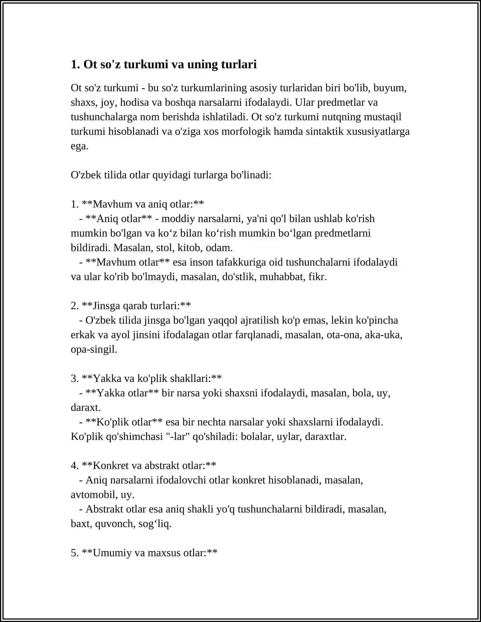Ot so'z turkumi va uning turlari 3