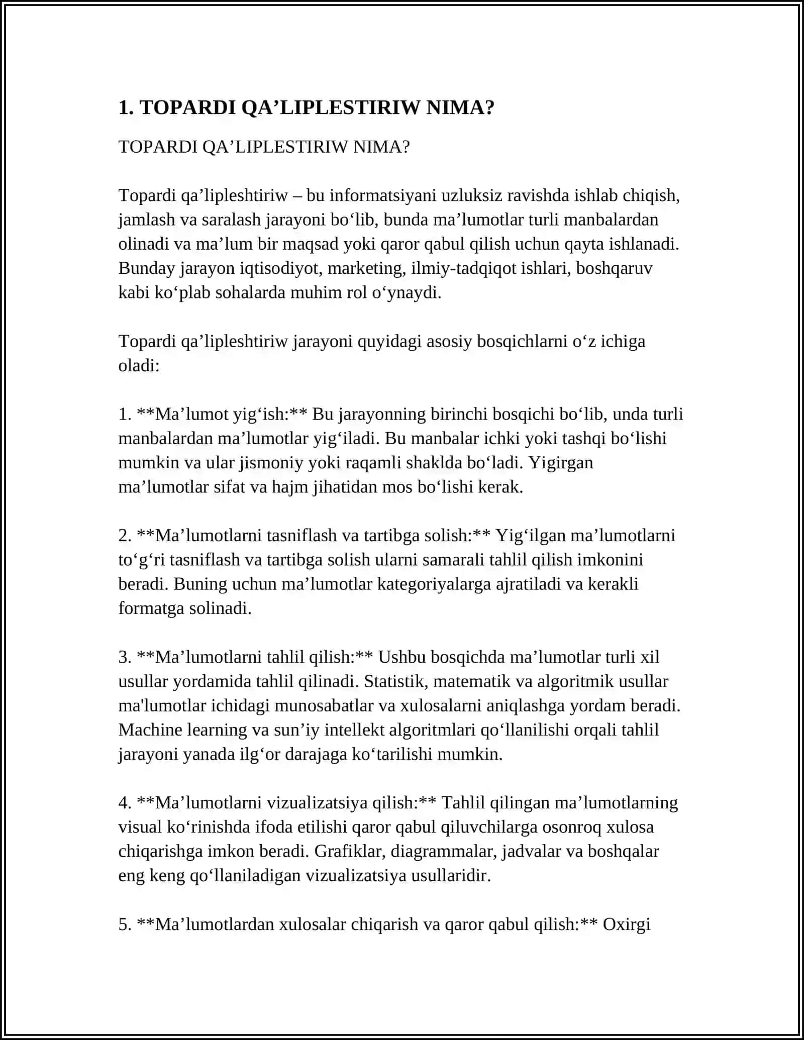 TOPARDI QAʼLIPLESTIRIW JOLLARI 3