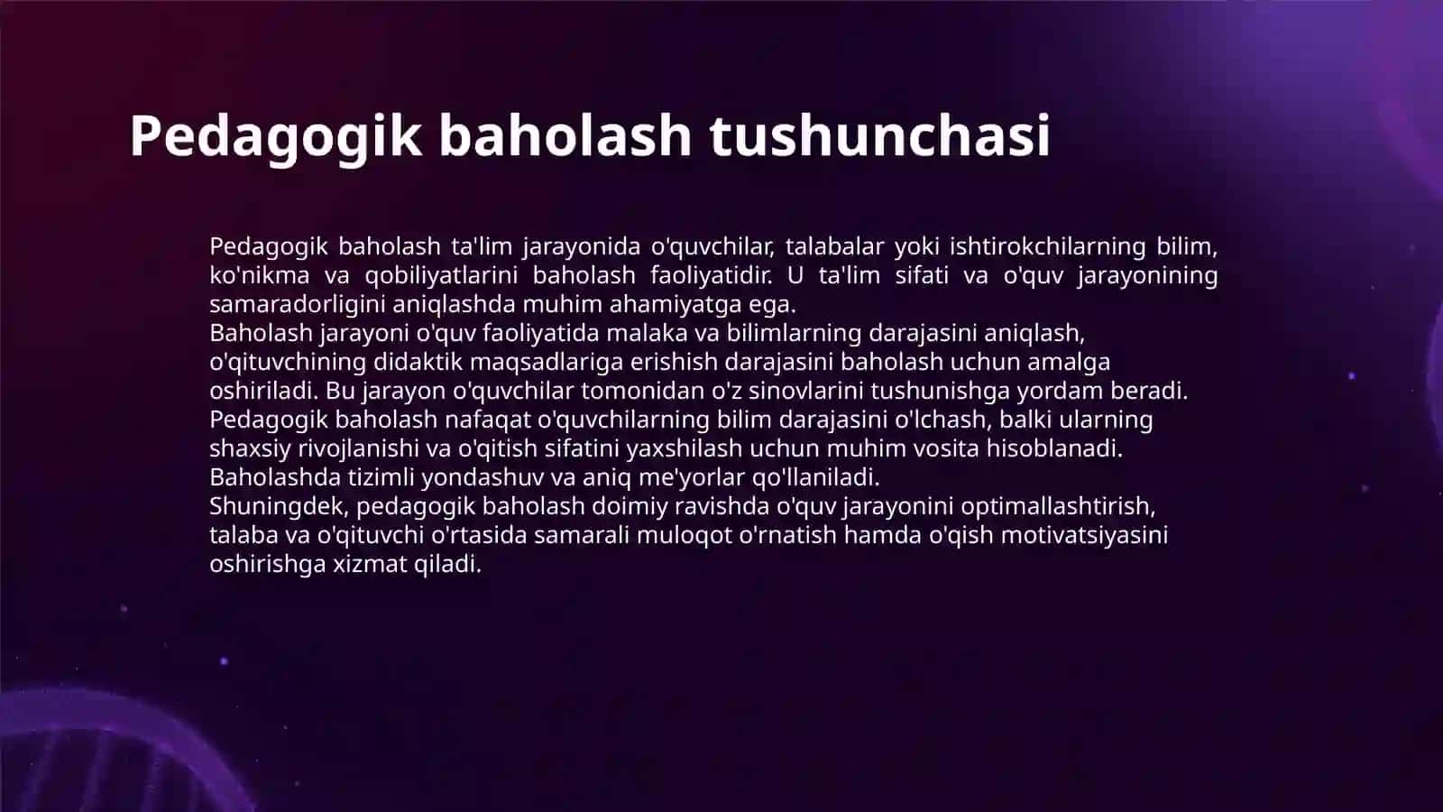 PEDAGOGIK BAHOLASH SAMARADORLIGI SHARTLARI 3