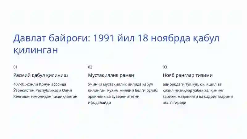 Давлат рамзларининг қабул қилиниши: Миллий ифтихор ва мустақиллик рамзлари 3