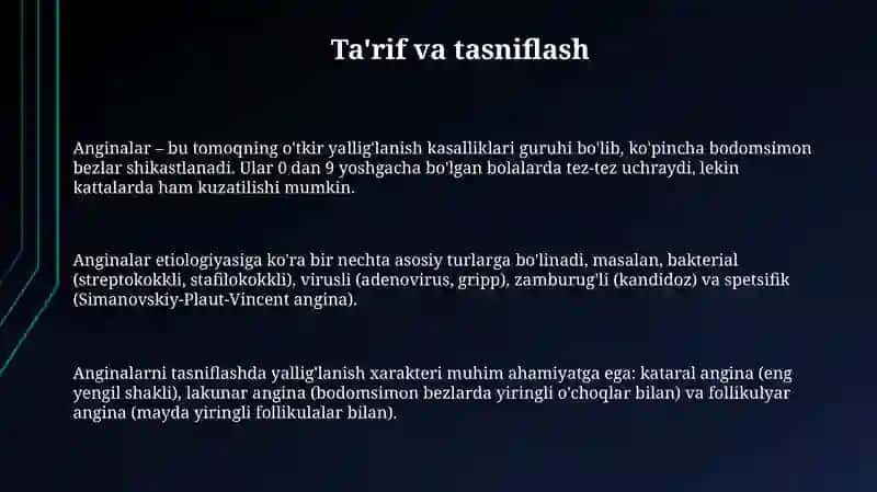 Anginalarning ta'rifi va davolash 3