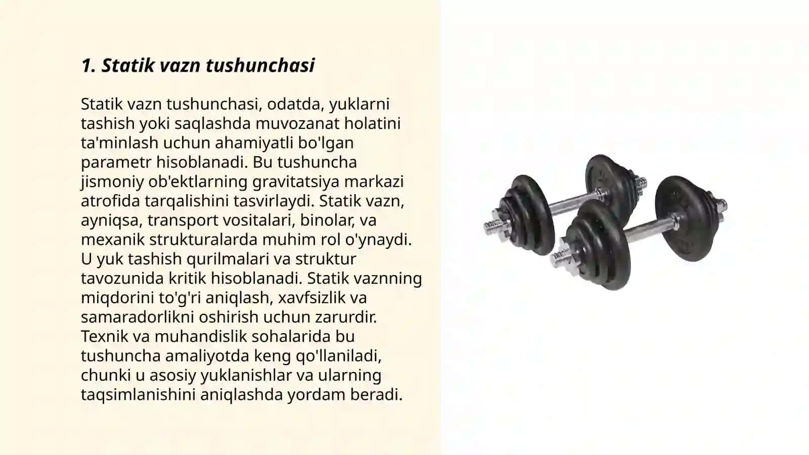 Statik vazn. Entropiya tushunchasi 3