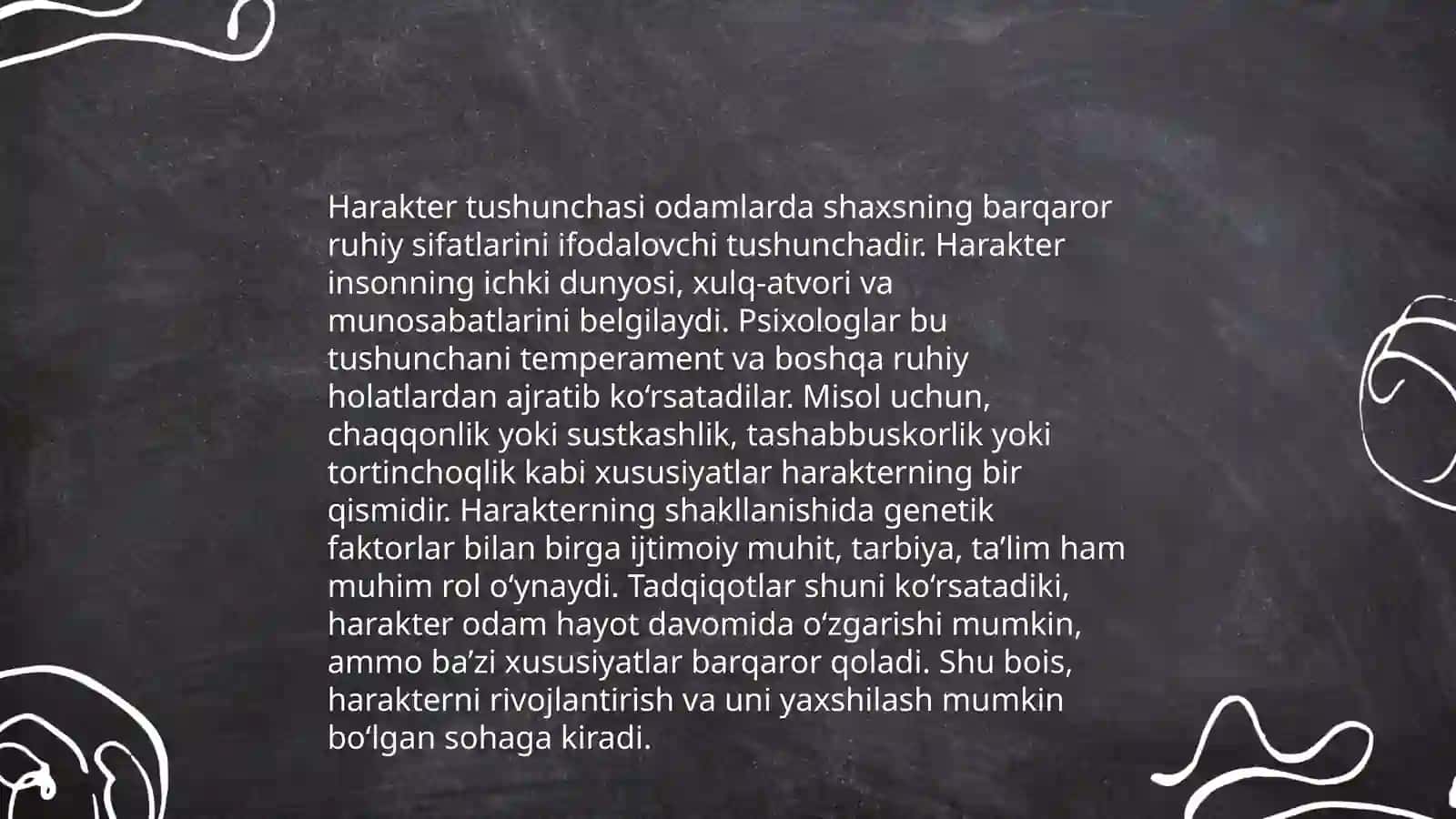 Harakter borasidagi nazaryalar 3