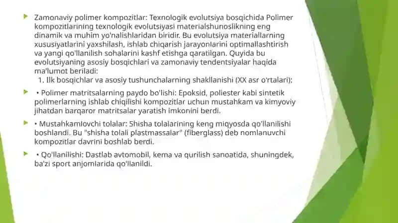 Polimer kompozitsion materiallar kelajagi-yangi istiqbolli qo’llash sohalari 3