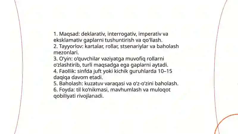Gapning maqsadga ko‘ra turlari o'rganish 3