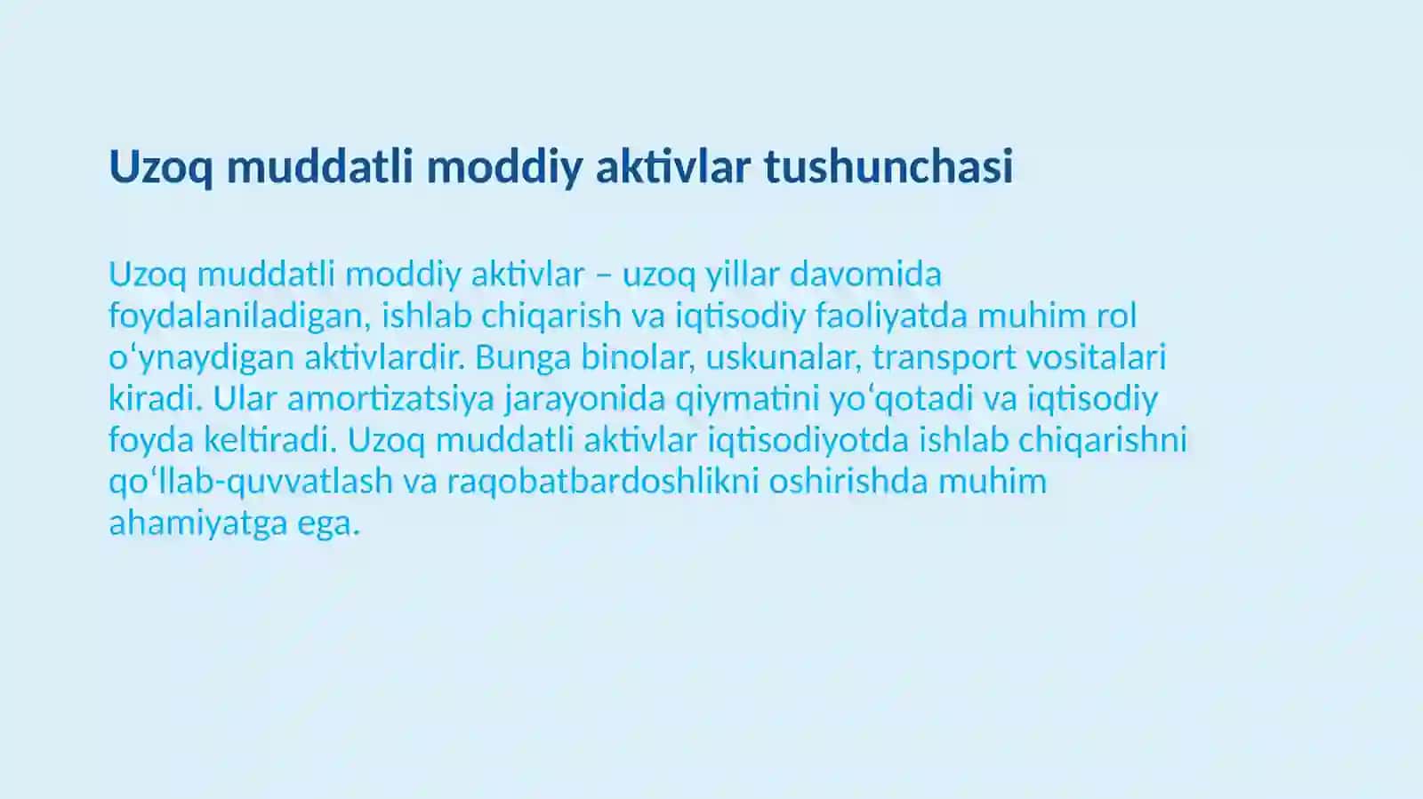 Uzoq muddatli moddiy aktivlar hisobi 3