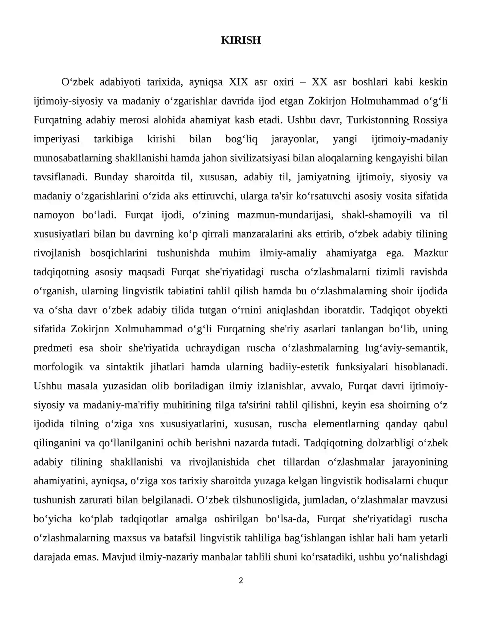 Furqat she'riyatidagi ruscha oʻzlashmalar haqida 3