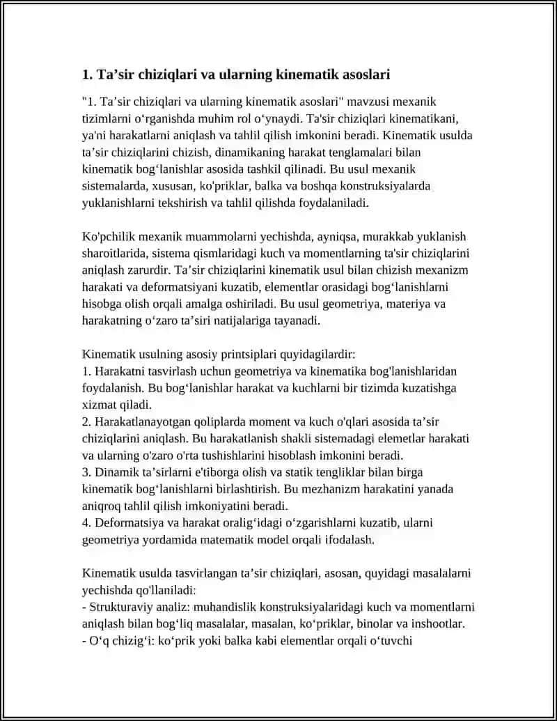 TAʼSIR CHIZIQLARINI CHIZISHNING KINEMATIK USULI 3