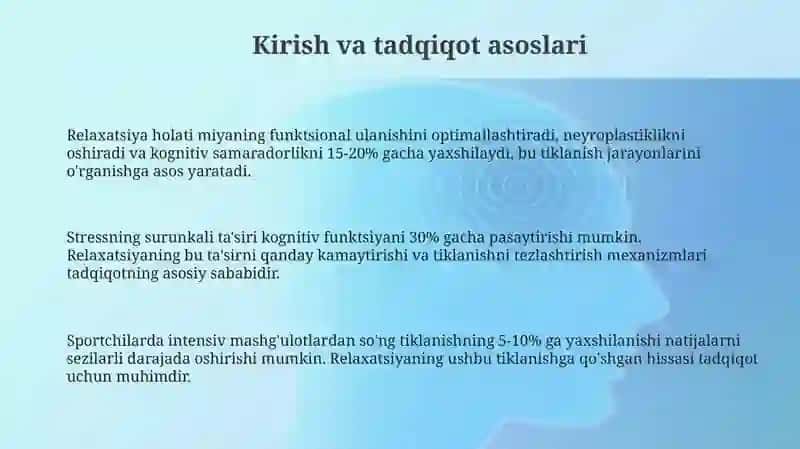 Relaksatsiya holat jarayonida tiklanish effektlarini eksperimental tadqiq qilish 3