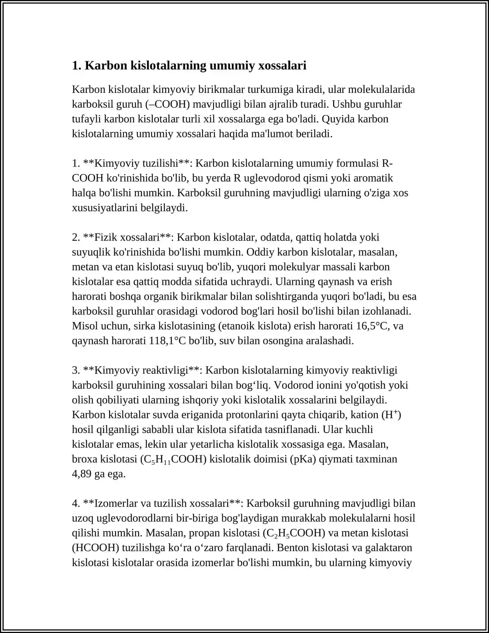 BIR ASOSLI TOYINGAN KARBON KISLOTALAR 3