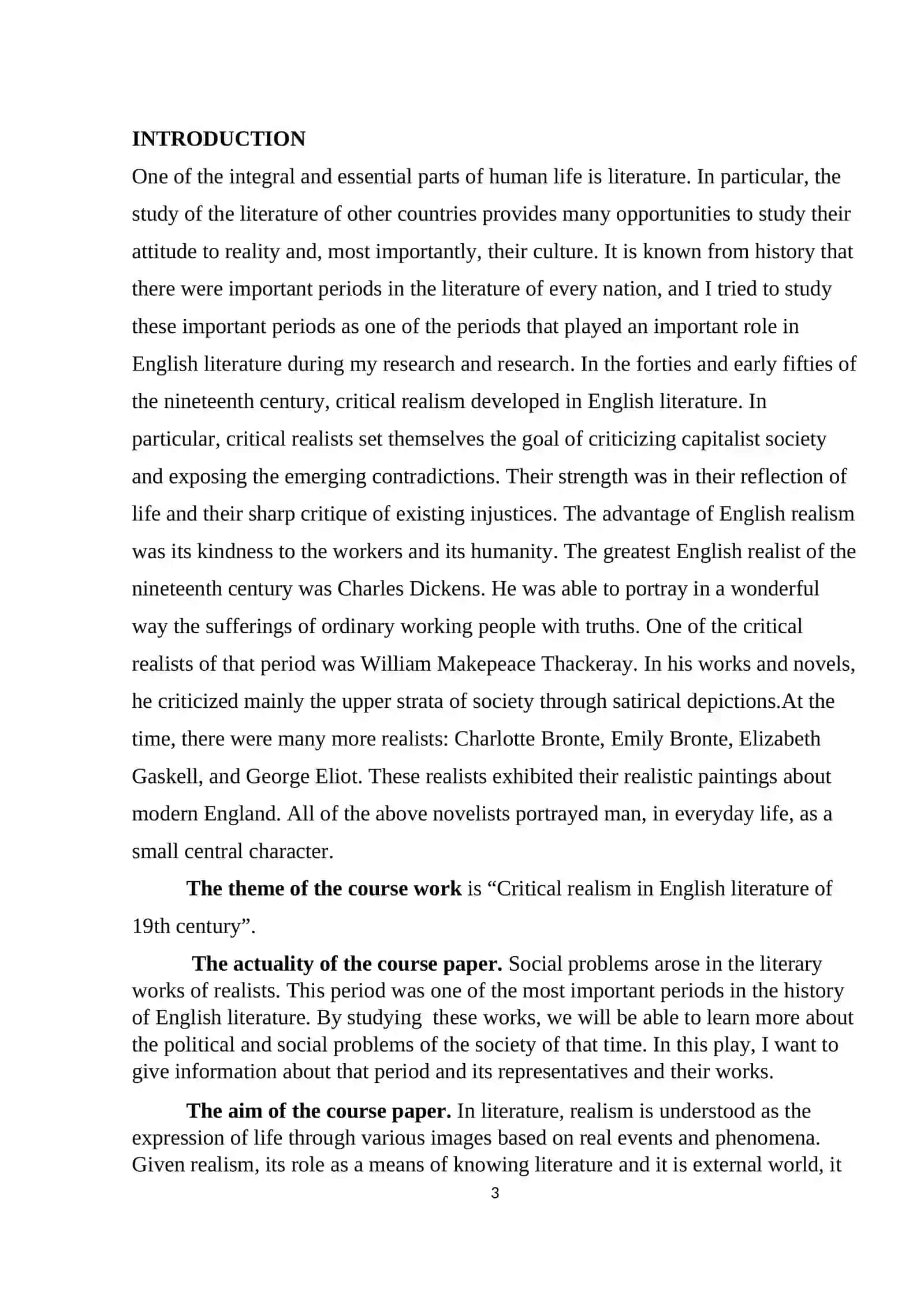 English Literature Course Work 3