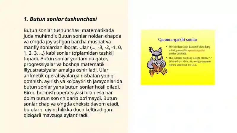 Butun sonlar tushunchasi 3