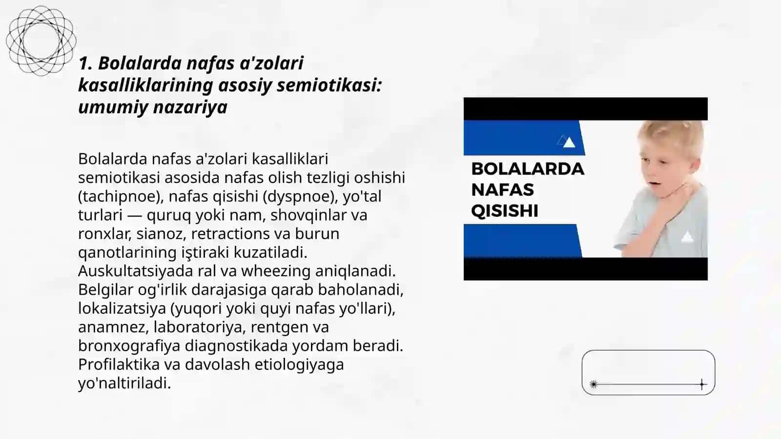Bolalarda nafas aʼzolari kasalliklarini asosiy semiotikasi 3