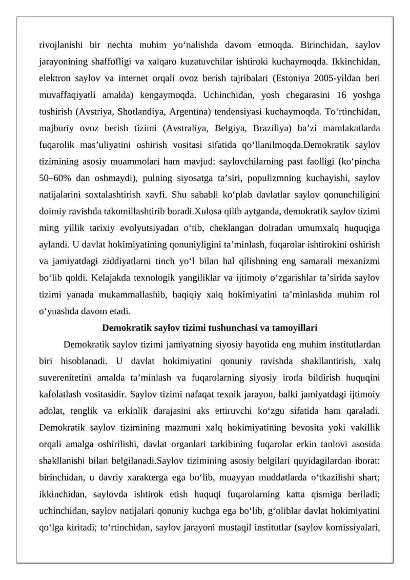 Demokratik saylov tizimining shakllanishi va rivojlanishi 3