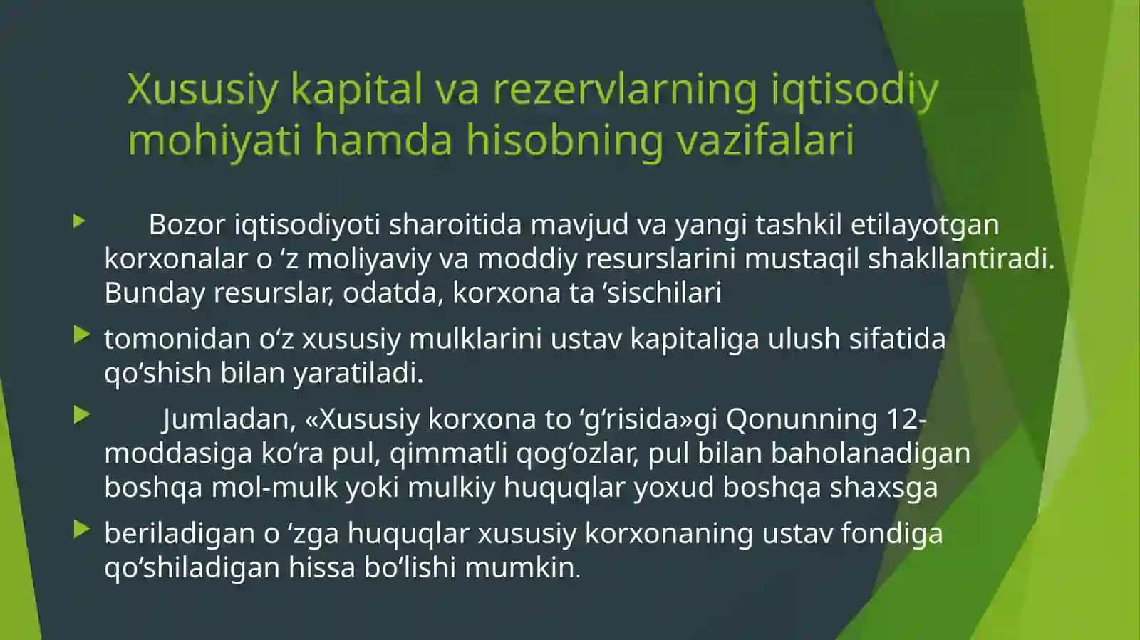 Moliya hisobga kirish fani 3