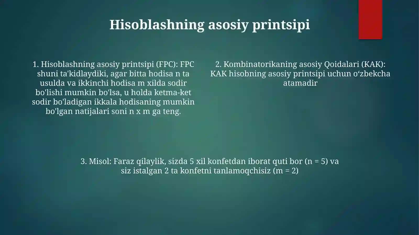 Kombinatorikaning Asosiy Qoidalari 3