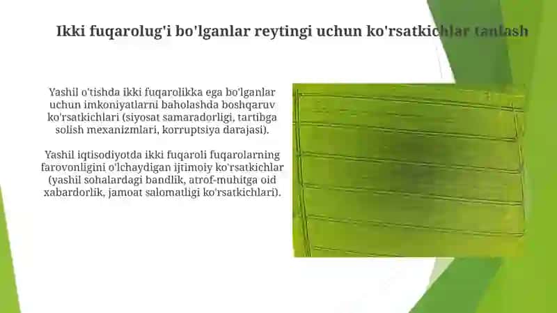 Yashil iqtisodiyotga o'tish jarayonini baholash 3