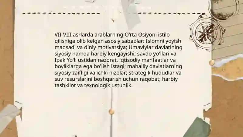 Arablar O'rta Osiyoni istilo qilishi 3