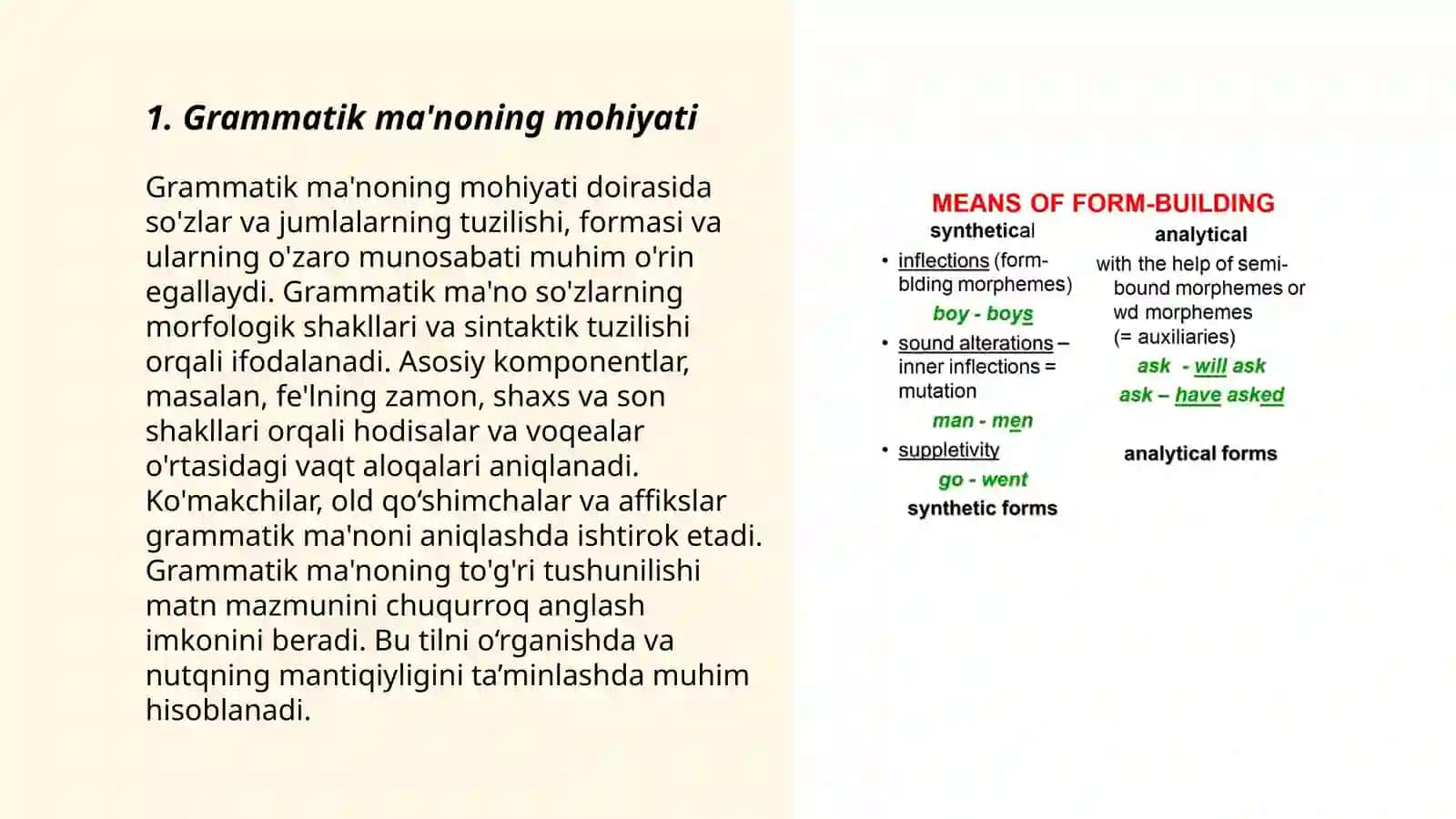 Grammatik ma‘no va grammatik kategoriya mavzusi 3