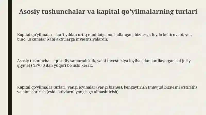 Kapital qoʻyilmalarini hisobga olish 3