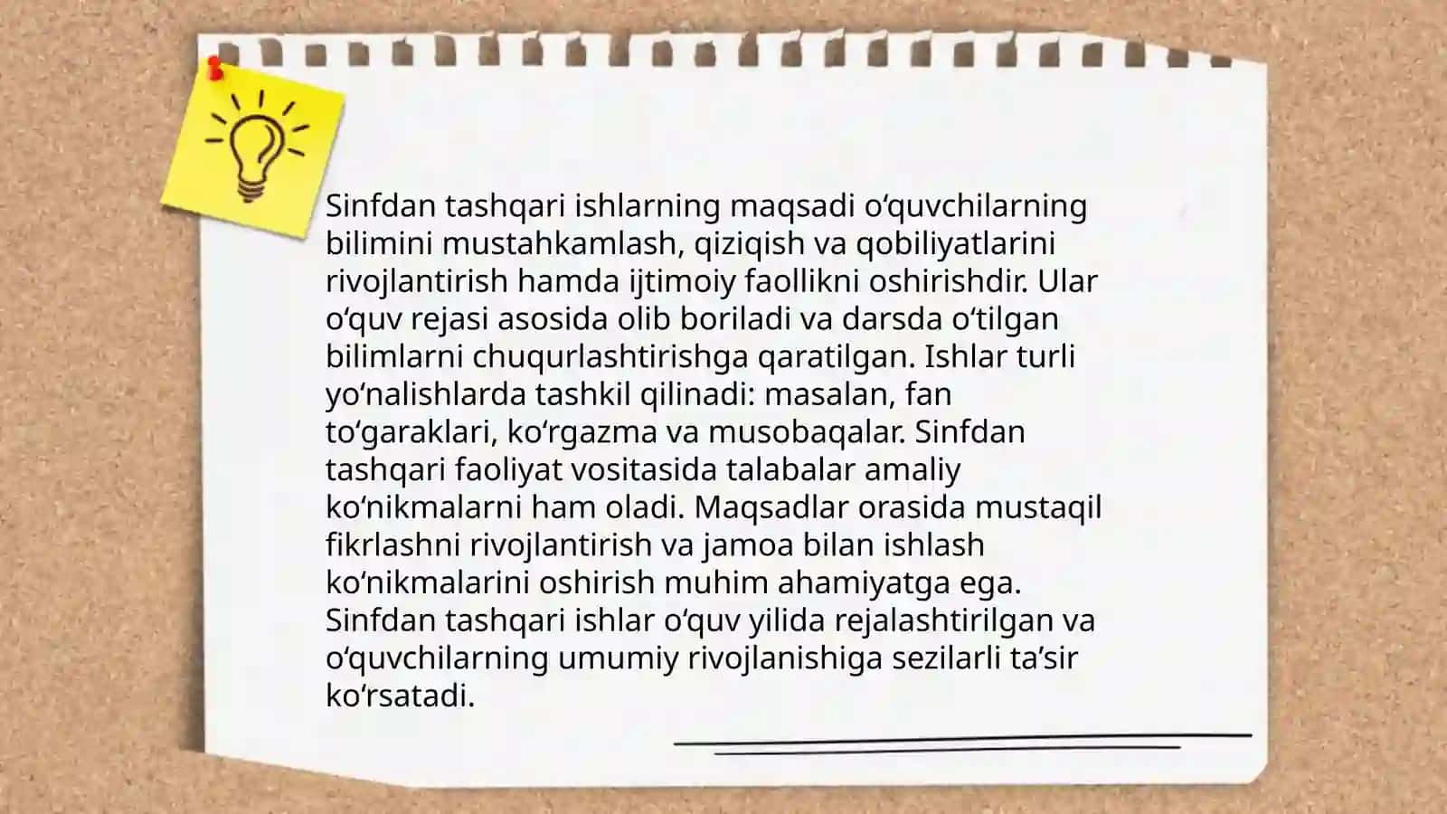 Sinfdan tashqari ishlarni tashkil etish 3