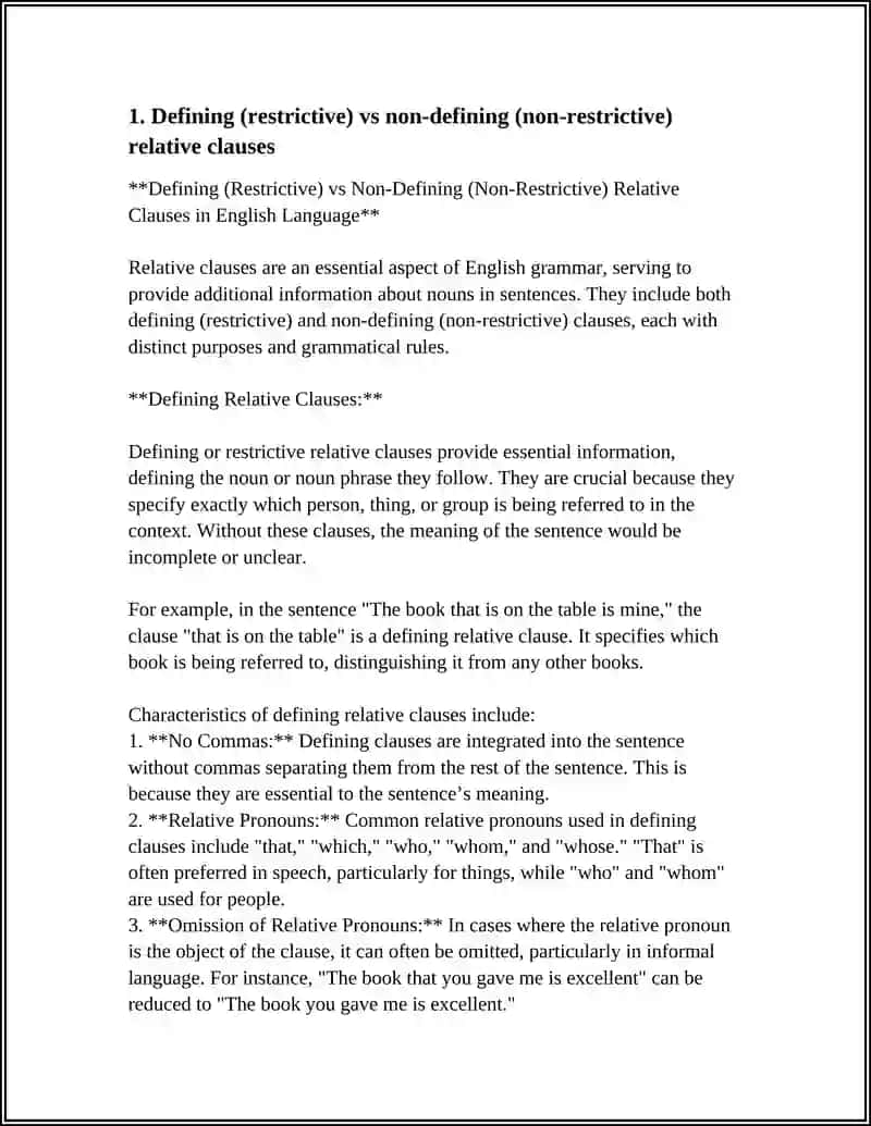 Defining (Restrictive) vs Non-Defining (Non-Restrictive) Relative Clauses in English Language 3