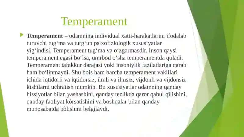 Temperament-shaxs tuzilmasi sifatida 3