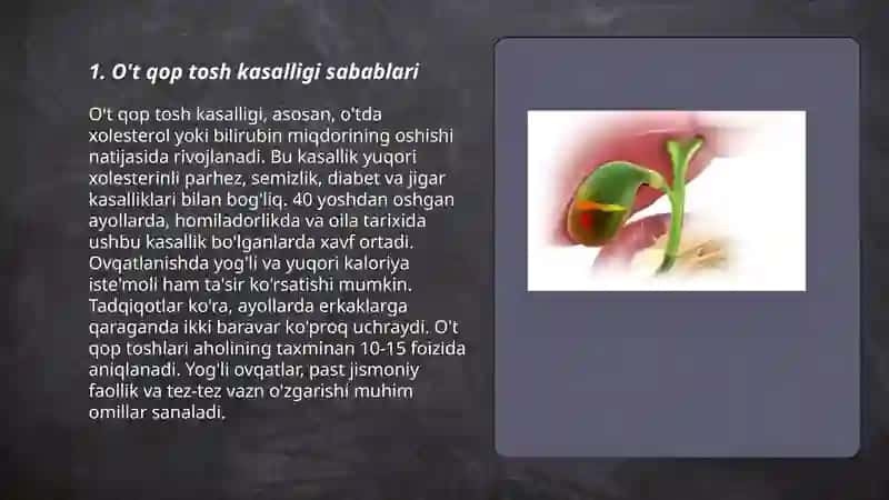 O't qop tosh kasalligi,yosh bolalarda holisistit 594-1-ped Jabborova Mohina 3